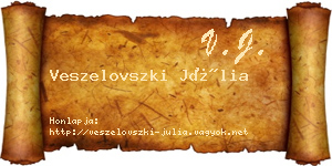 Veszelovszki Júlia névjegykártya